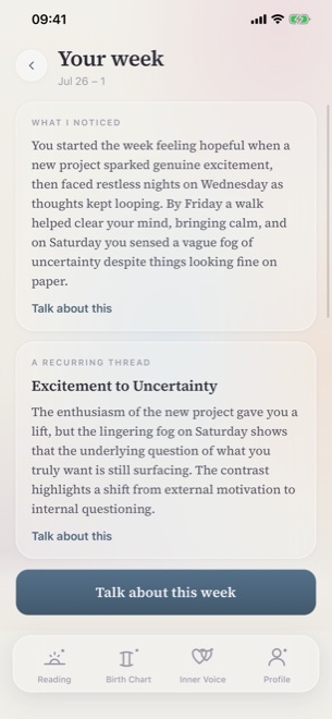 The Murmur weekly synthesis screen